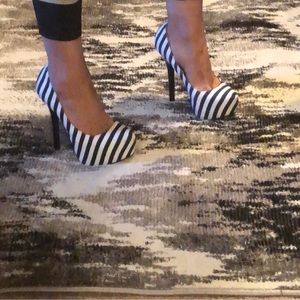 Black/White Striped Heels